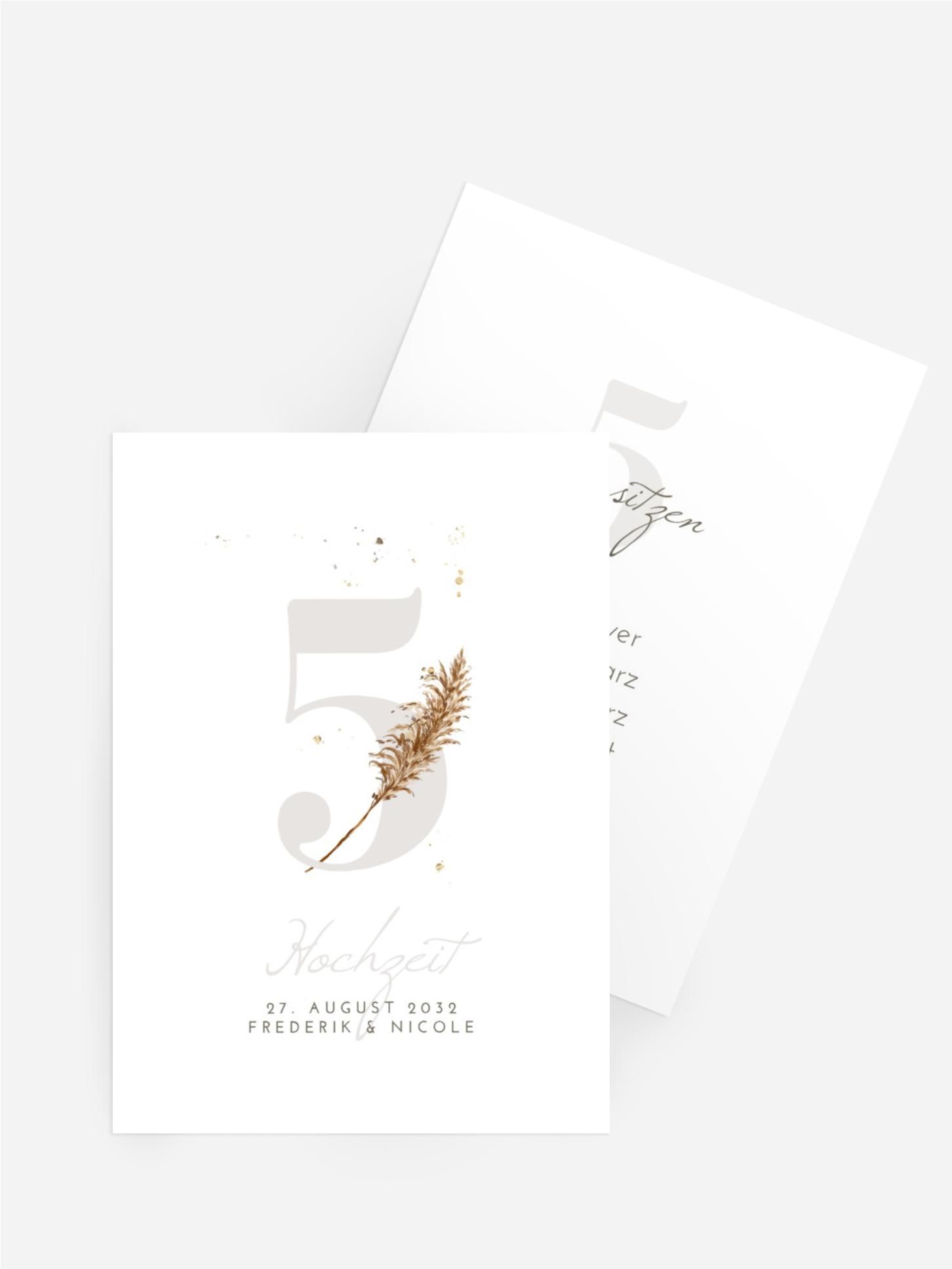 Tischnummer Hochzeit Zugefächert