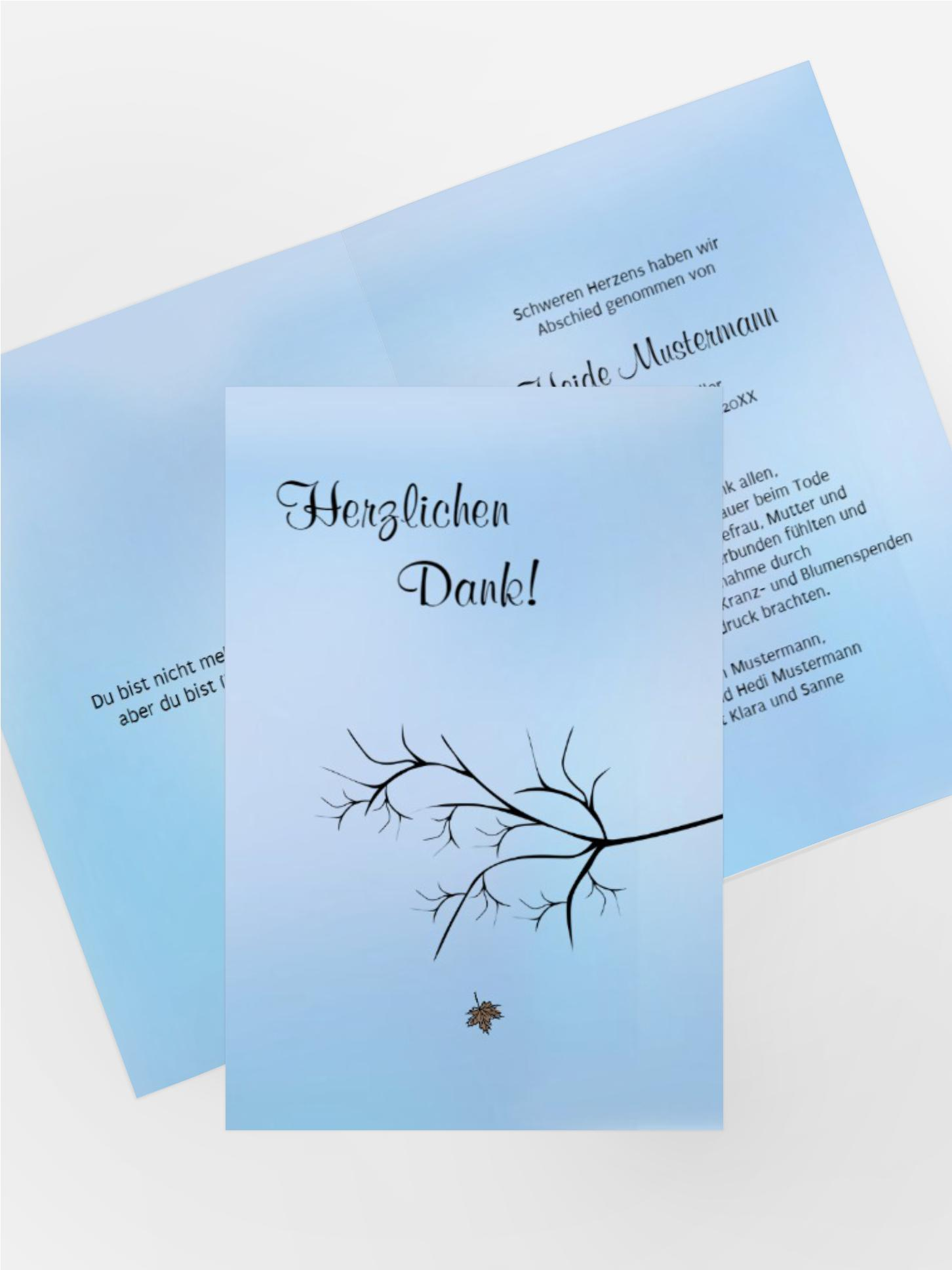 Dankeskarte Blatt hoch