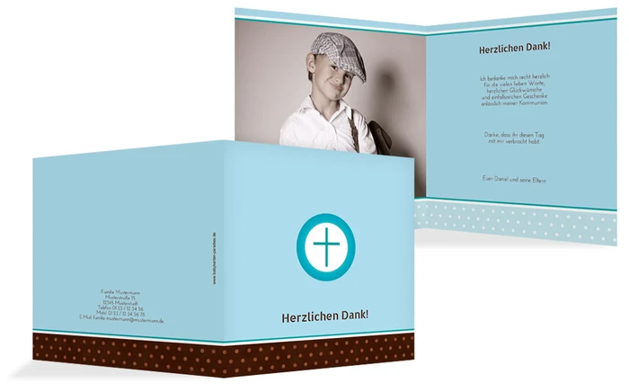 Kommunion Dankeskarte Kreuzhostie