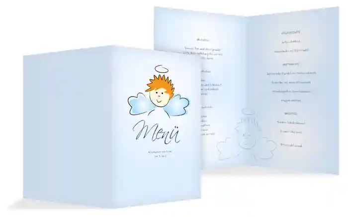 Menükarte Kommunion Engelchen Jungs