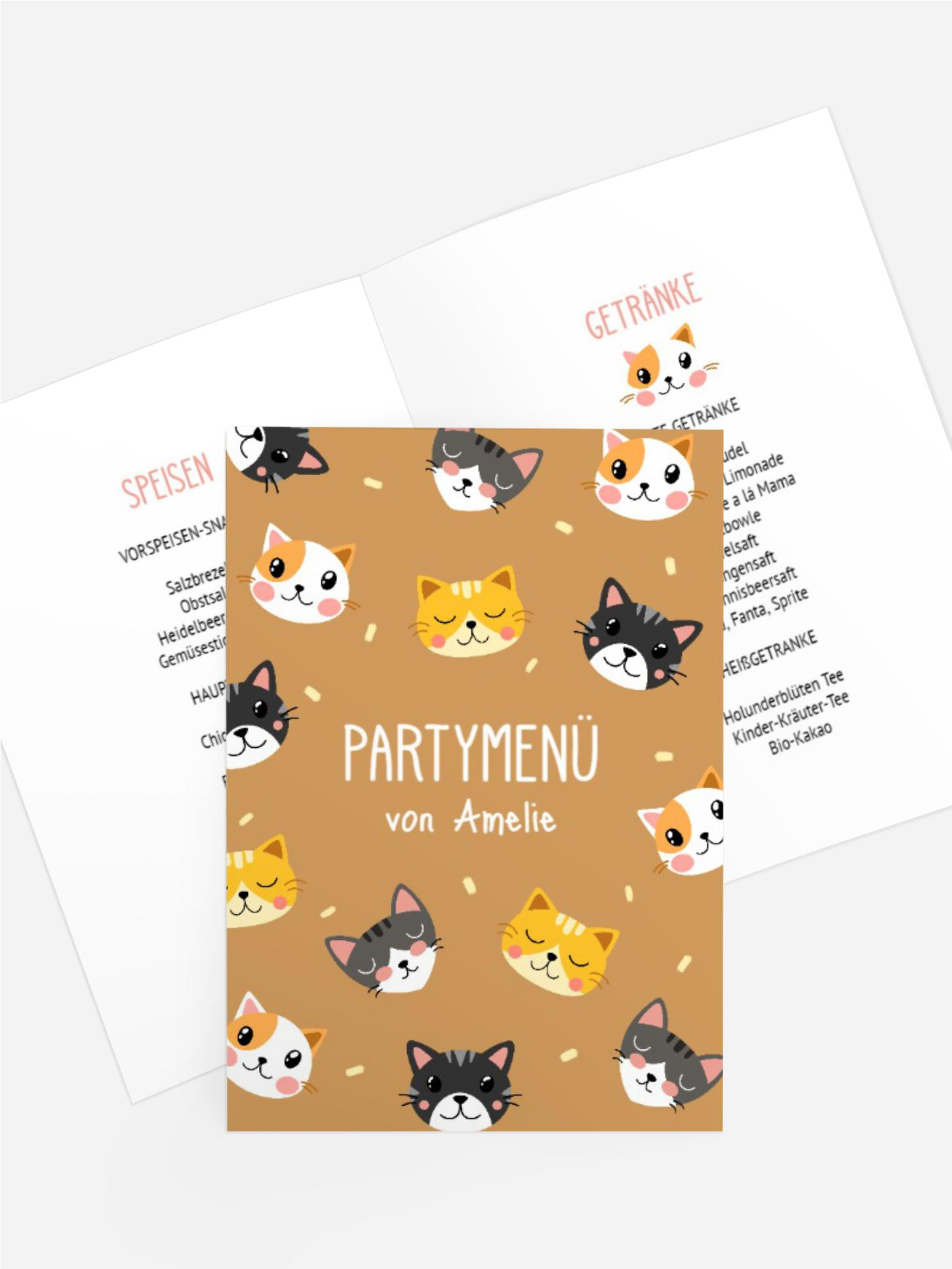 Menükarte Kindergeburtstag Katzenbande