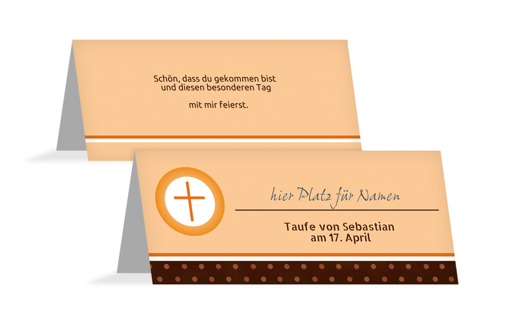 Taufe Tischkarte Kreuzhostie