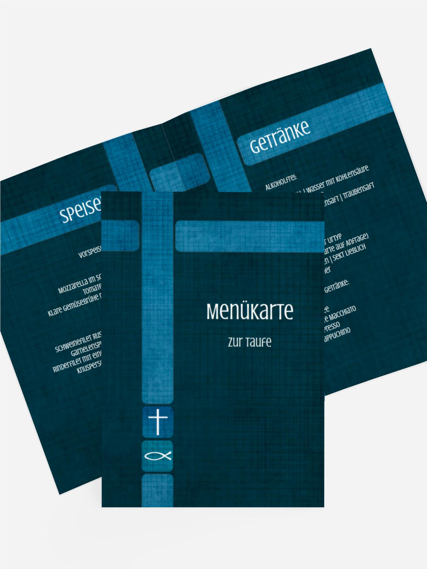Menükarte Taufe Glaube und Geborgenheit
