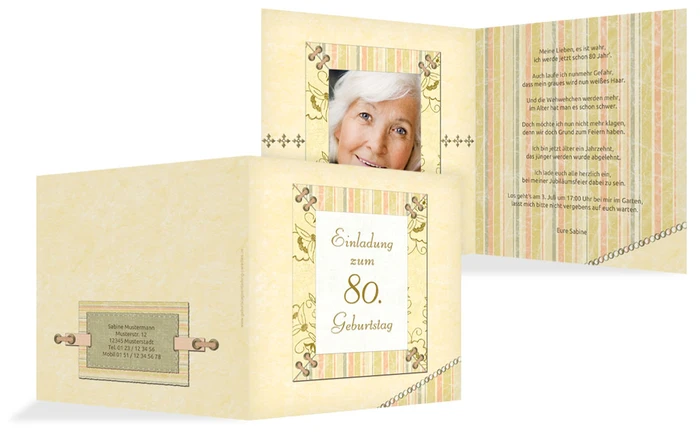 Geburtstagseinladungskarte Nostalgie 80 Foto