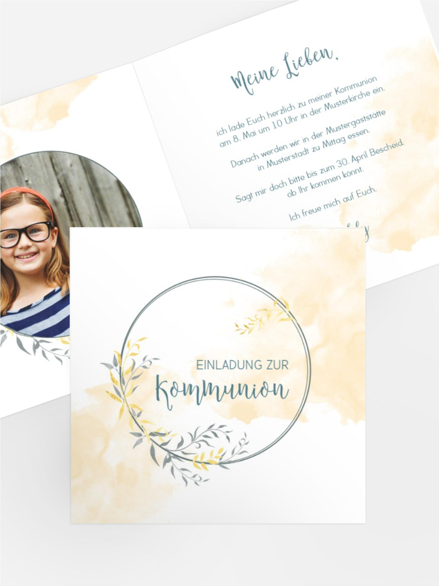 Einladungskarte Kommunion Blattkreis Einladungskarte Kommunion Blattkreis