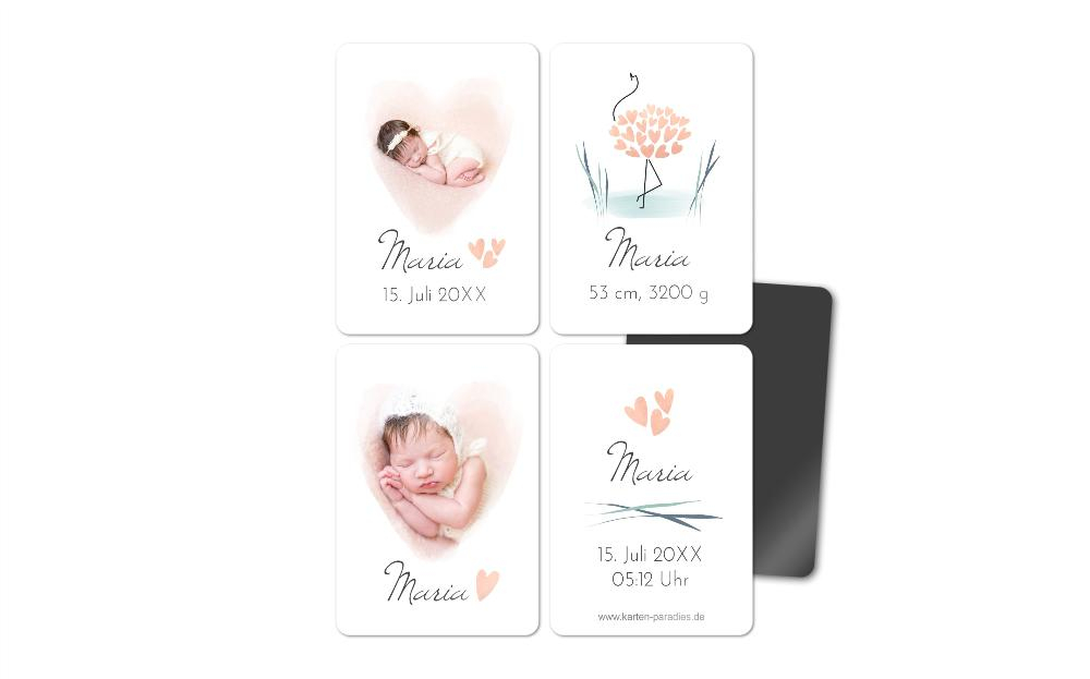 Fotomagnete zur Geburt Flamingo Baby