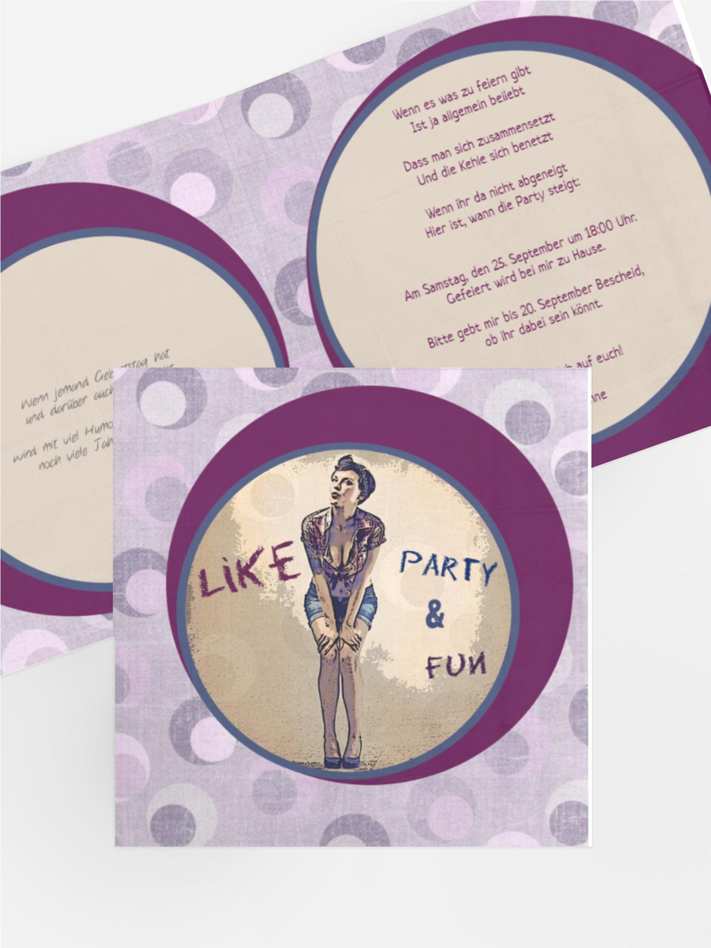 Einladung zum Geburtstag Retro Pin up