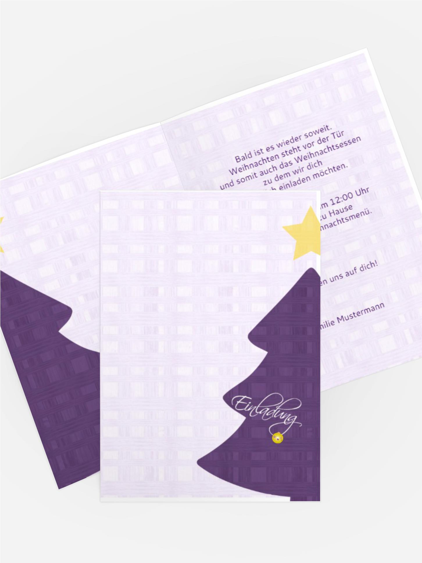 Einladungskarte zu Weihnachten Privat Holzkaro