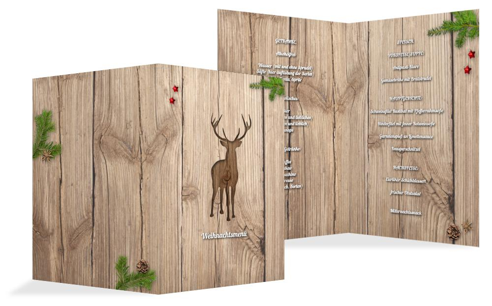 Weihnachts Menükarte Holztisch