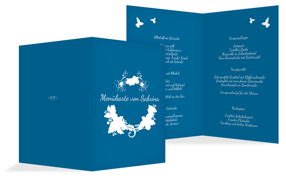 Kommunion Menuekarte Vogel