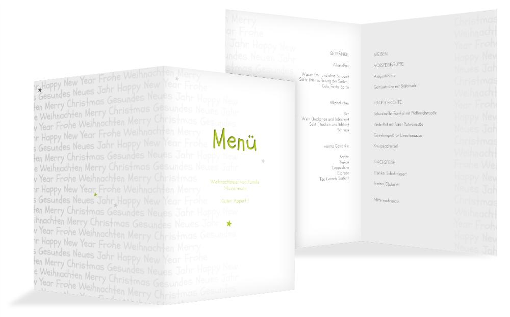 Weihnachts Menükarte Schrift