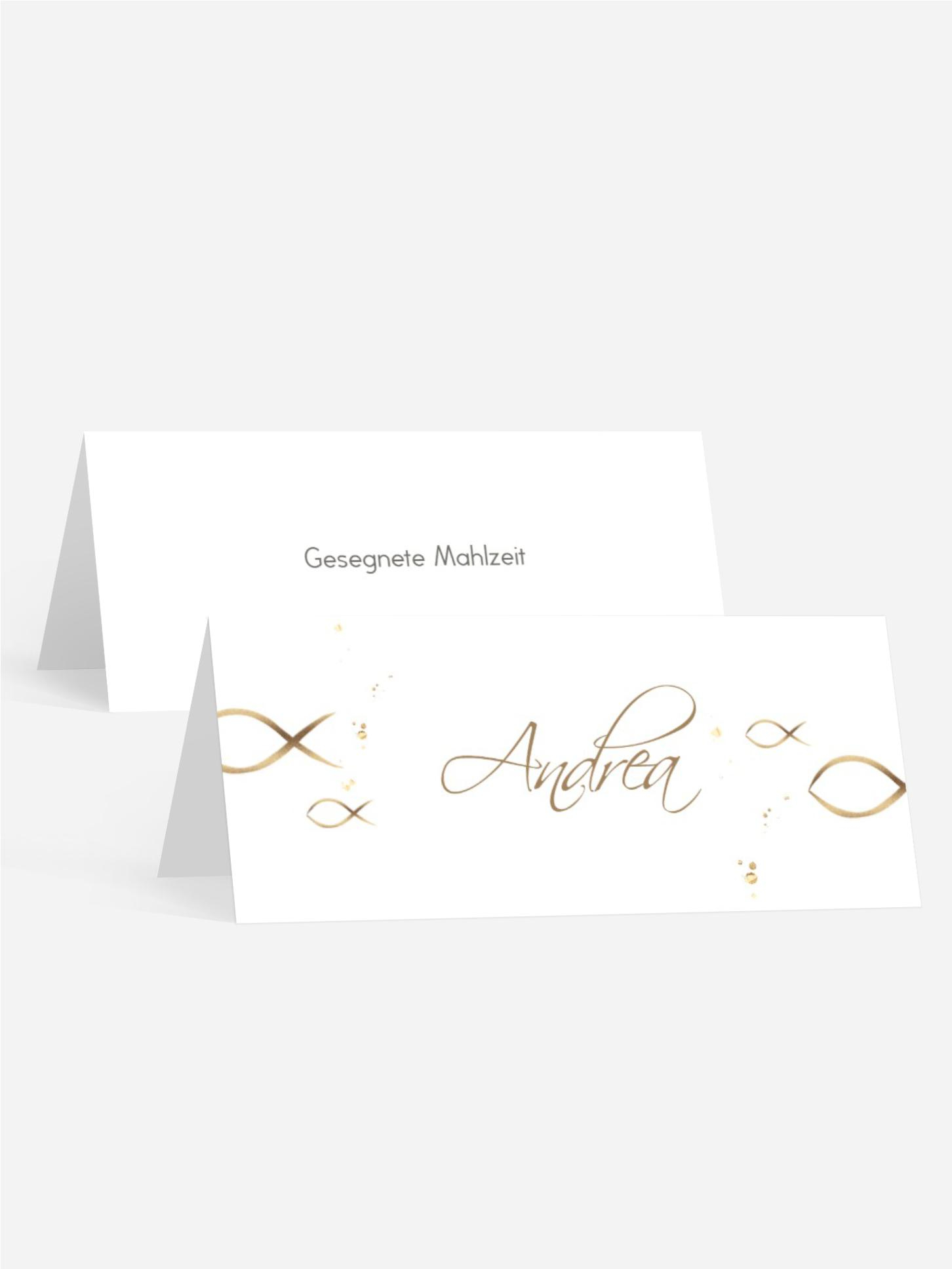 Tischkarte Konfirmation Goldfisch und Flecken