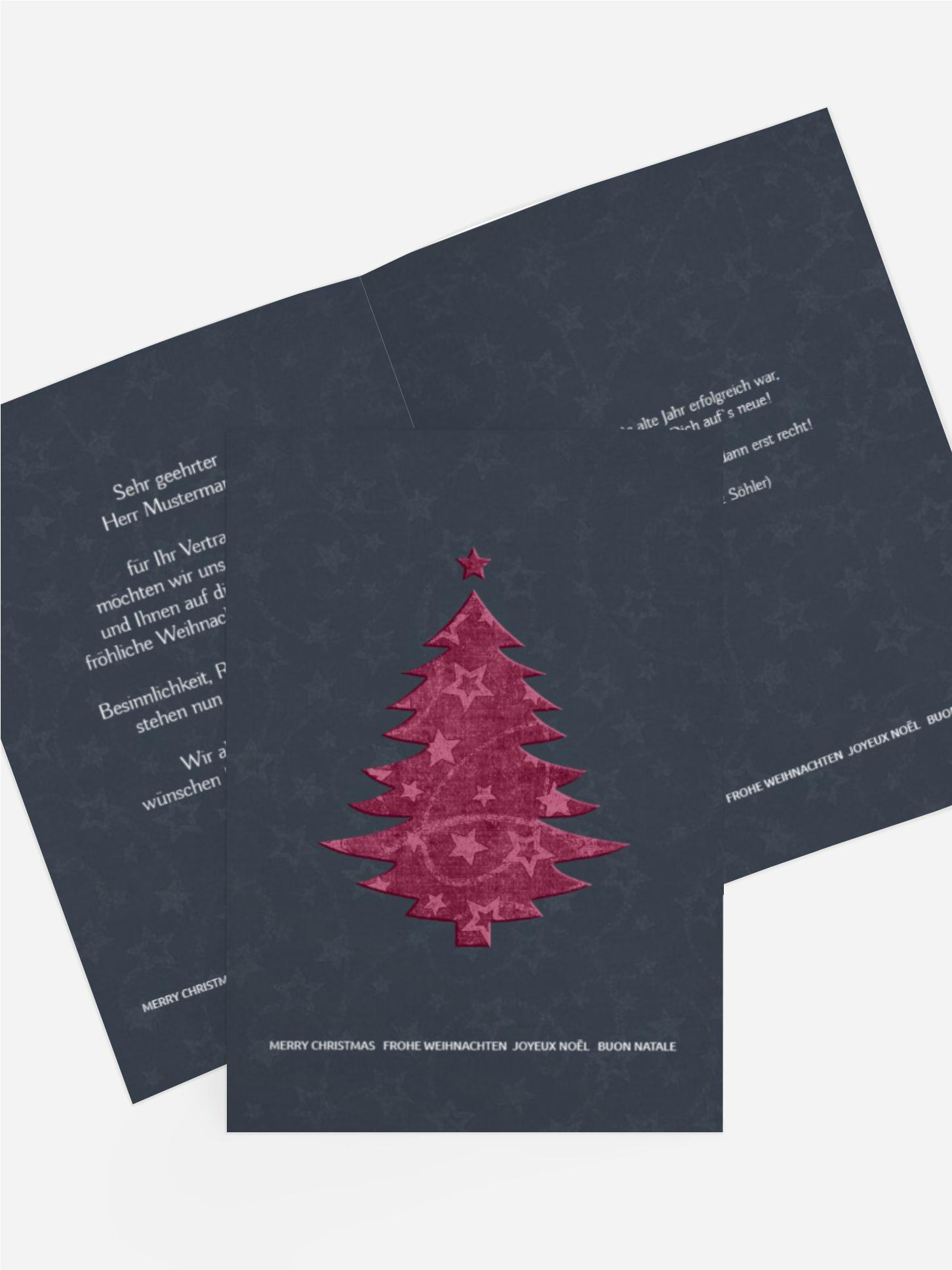 Weihnachtsgrußkarte Geschäft Baum