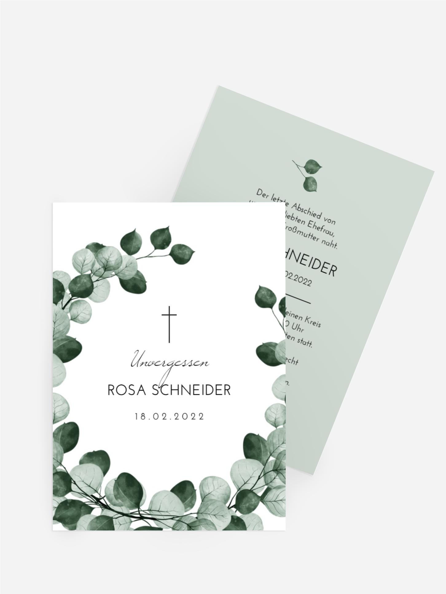 Karte zur Trauer Eukalyptus-Kranz