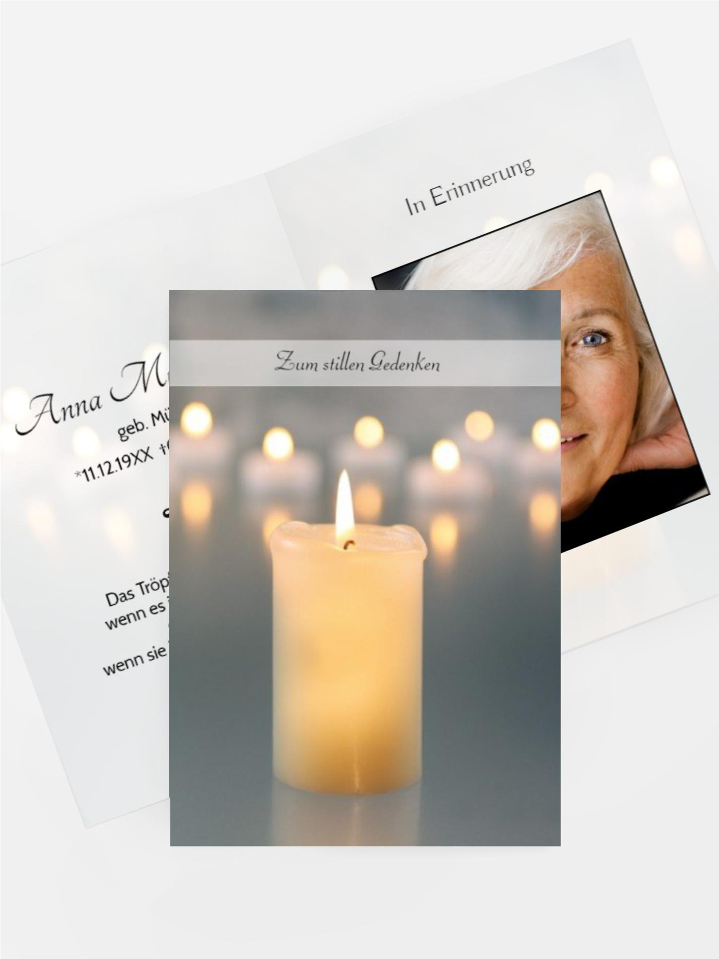 Sterbebildkarte Kerzenlichter