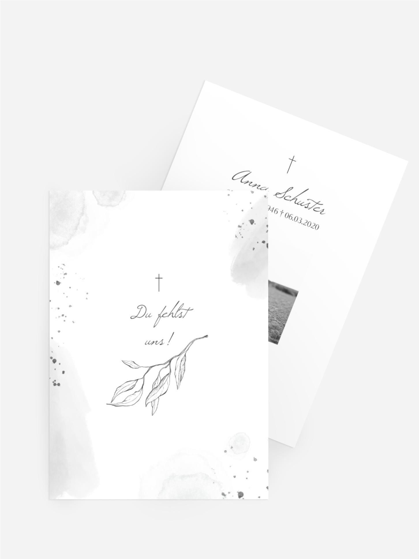 Sterbebildkarte Trauerzweig