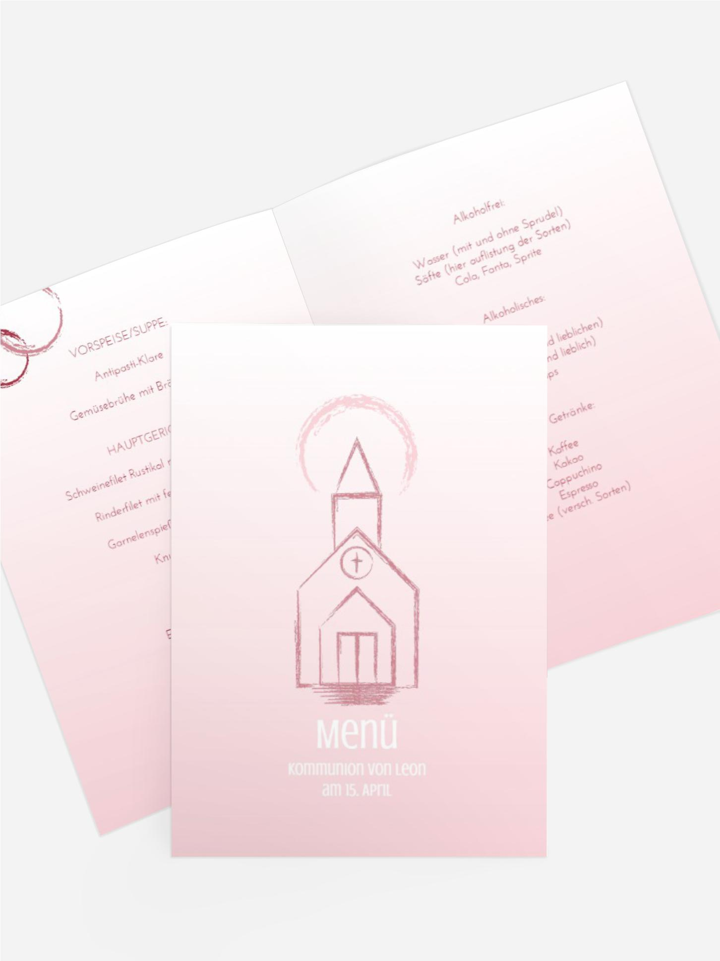 Menükarte Kommunion Kirche
