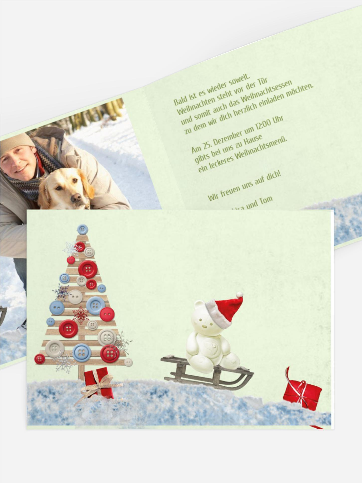 Weihnachtseinladung Privat Schlittenfahrt