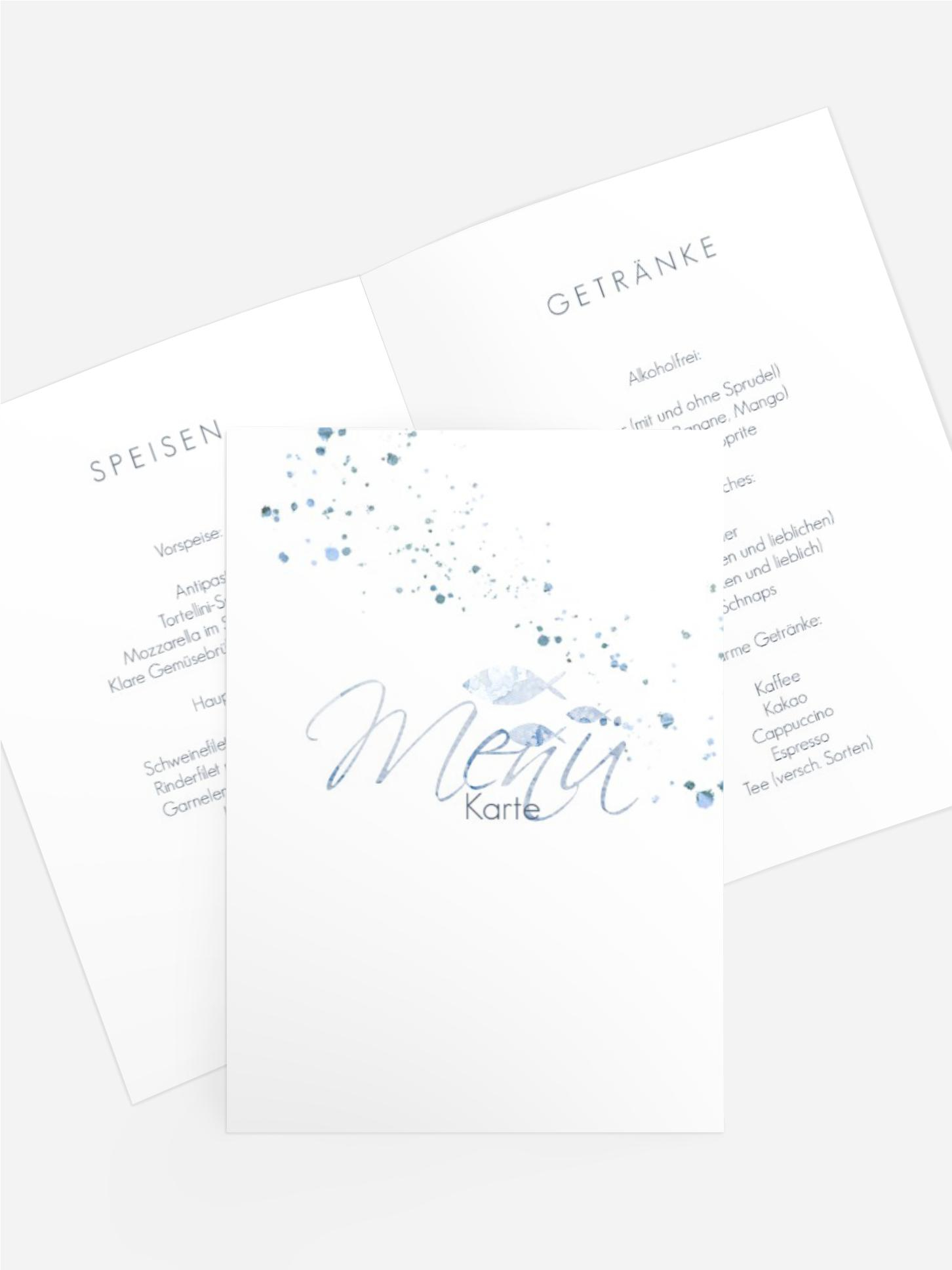 Menükarte Taufe Wasserkranz