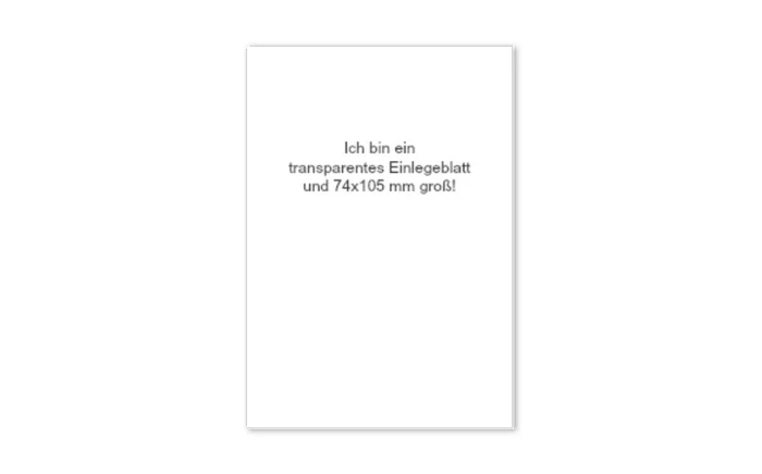 transparentes Einlegeblatt 74x105 mm