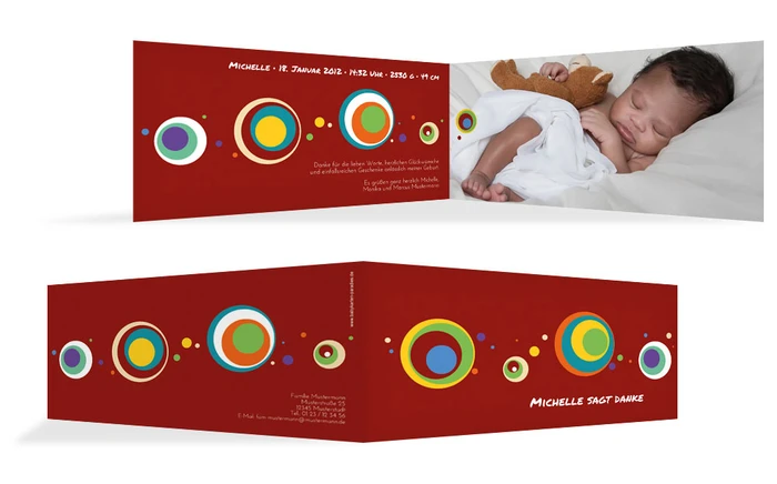 Baby Dankeskarte Retro Kreise Baby Dankeskarte Retro Kreise