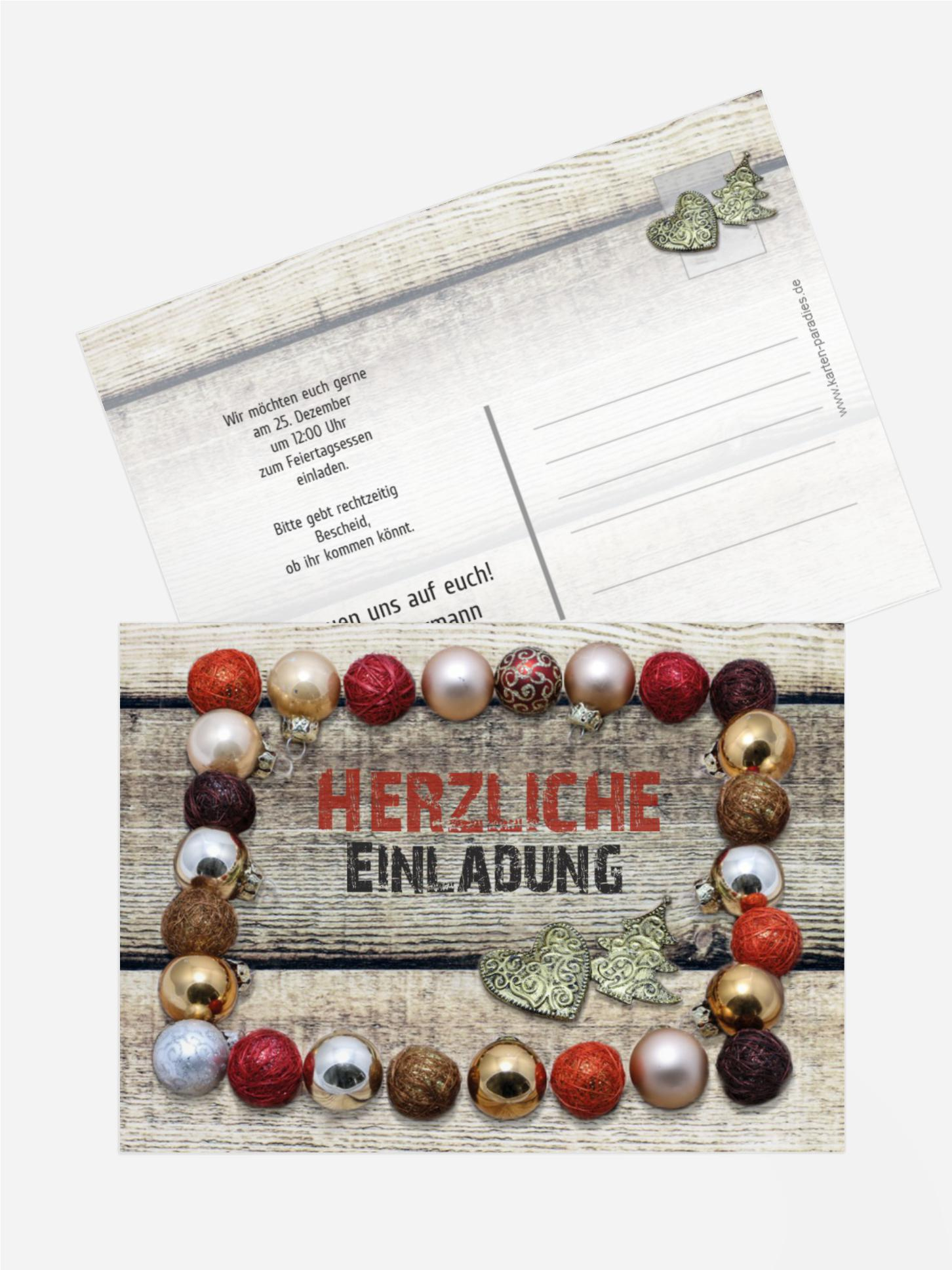 Weihnachtseinladung Kugelrahmen