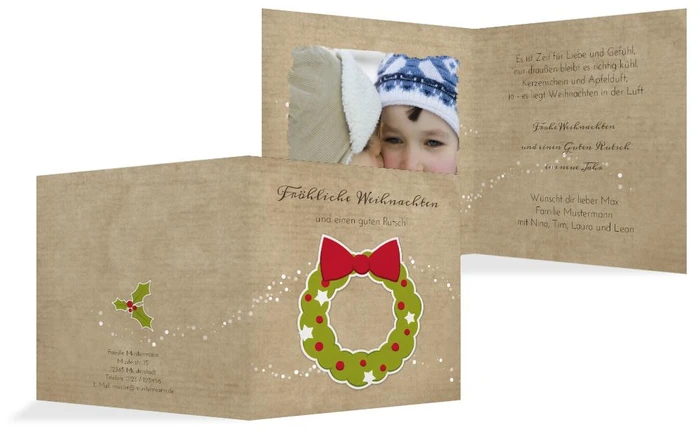 Foto Weihnachtsgrußkarte Weihnachtskranz Foto Weihnachtsgrußkarte Weihnachtskranz