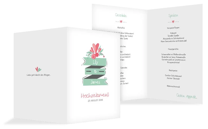 Hochzeit Menükarte Du & Ich