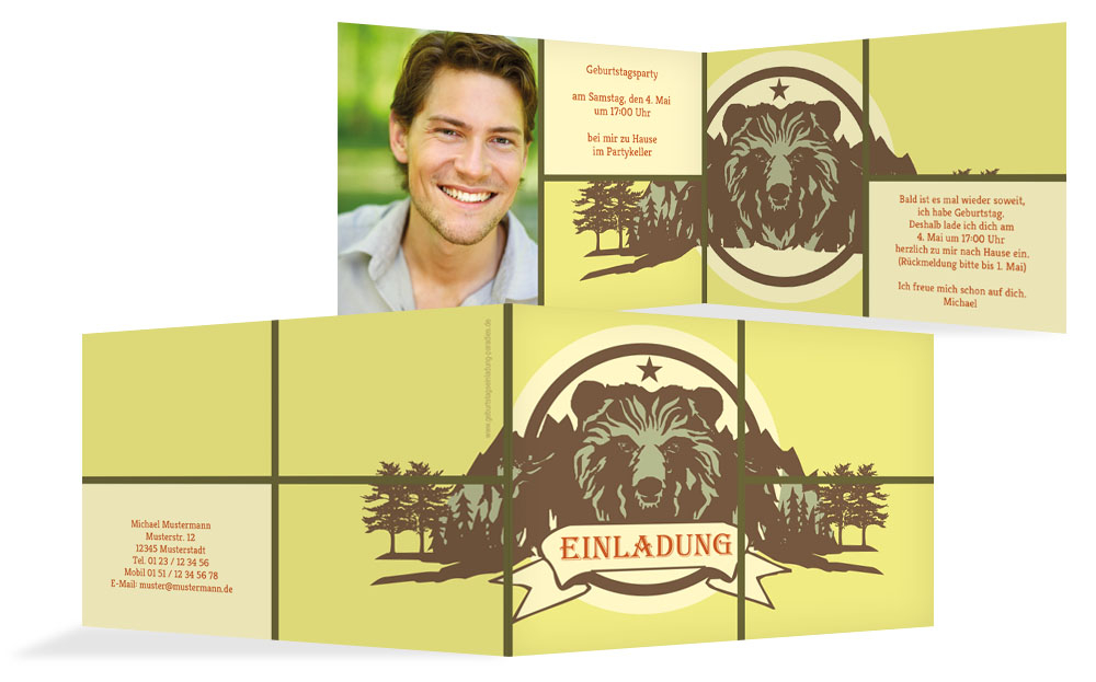 Geburtstagseinladungskarte Grizzly Foto Geburtstagseinladungskarte Grizzly Foto