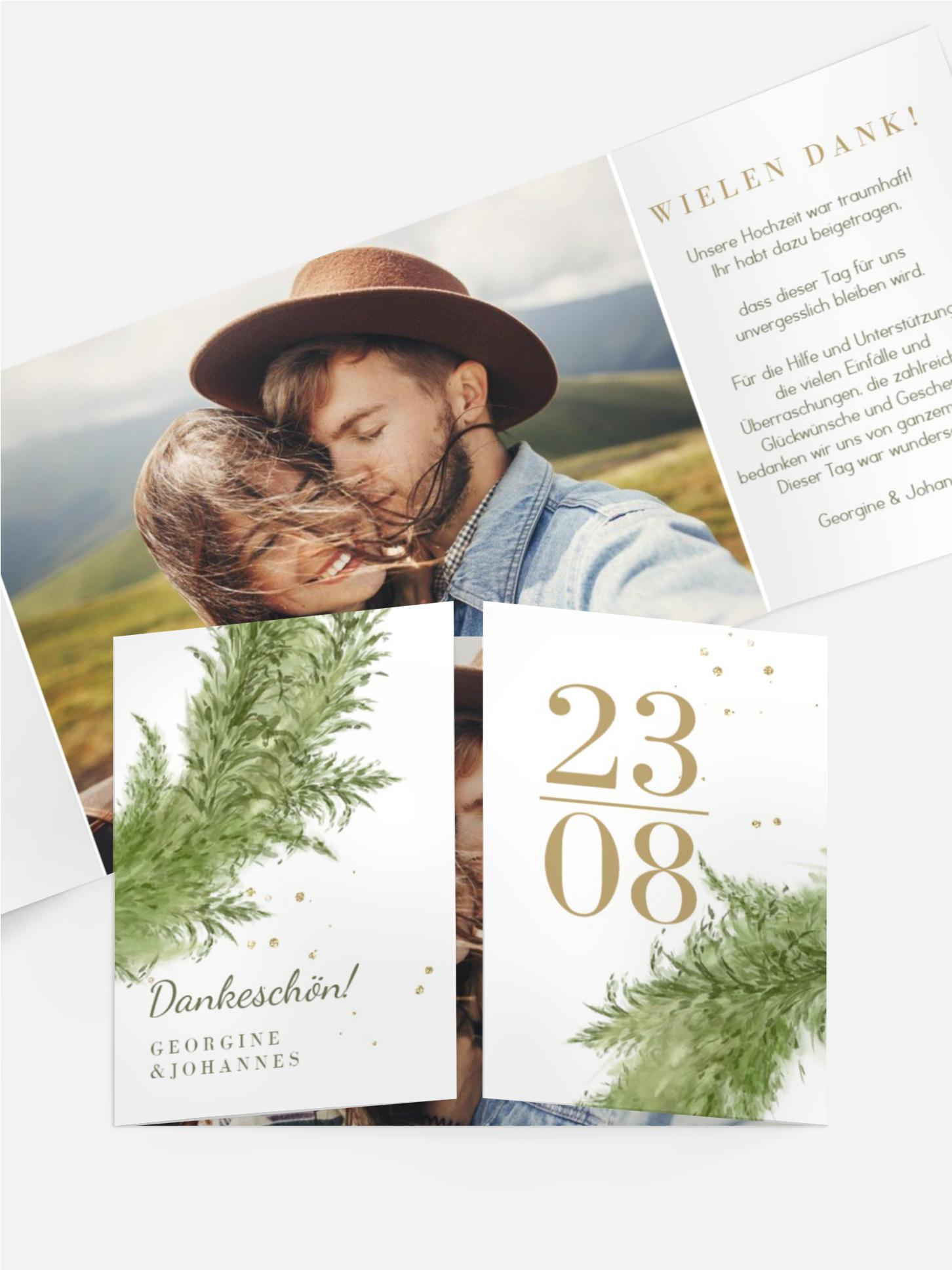 Dankeskarte Grün-Zweig