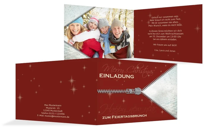 Einladung zur Weihnachtsfeier Privat Reißverschluss Einladung zur Weihnachtsfeier Privat Reißverschluss