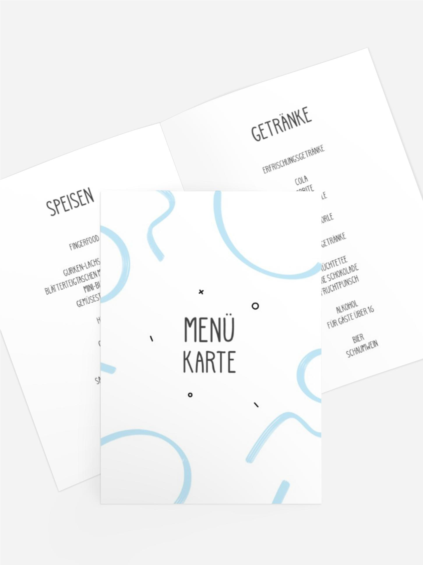 Menükarte Jugendliche Geburtstag Cooles Set