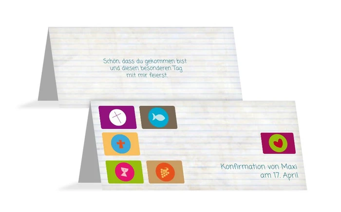 Tischkarte Konfirmation buttons Tischkarte Konfirmation buttons