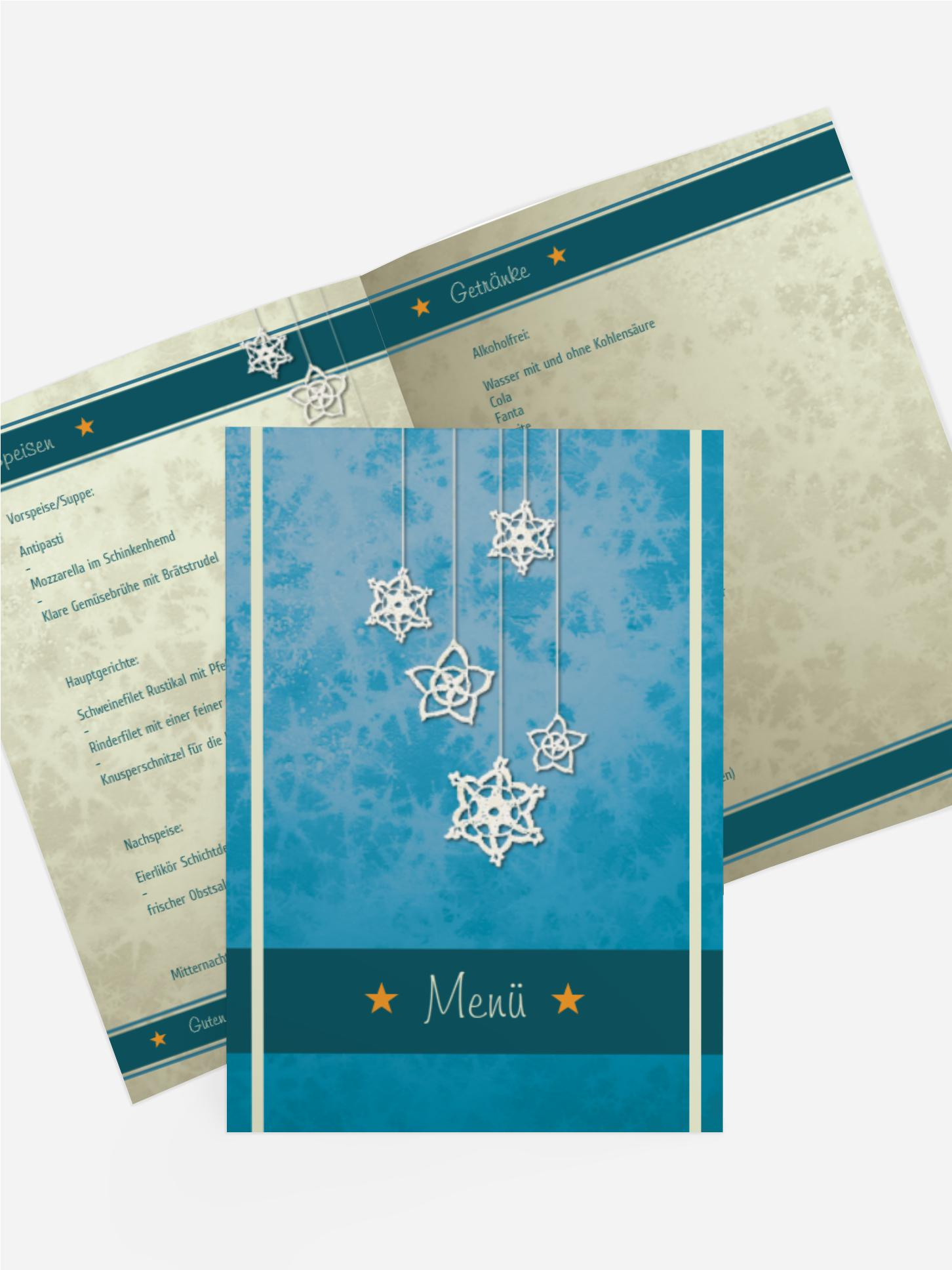 Weihnachtsmenükarte Snowflakes