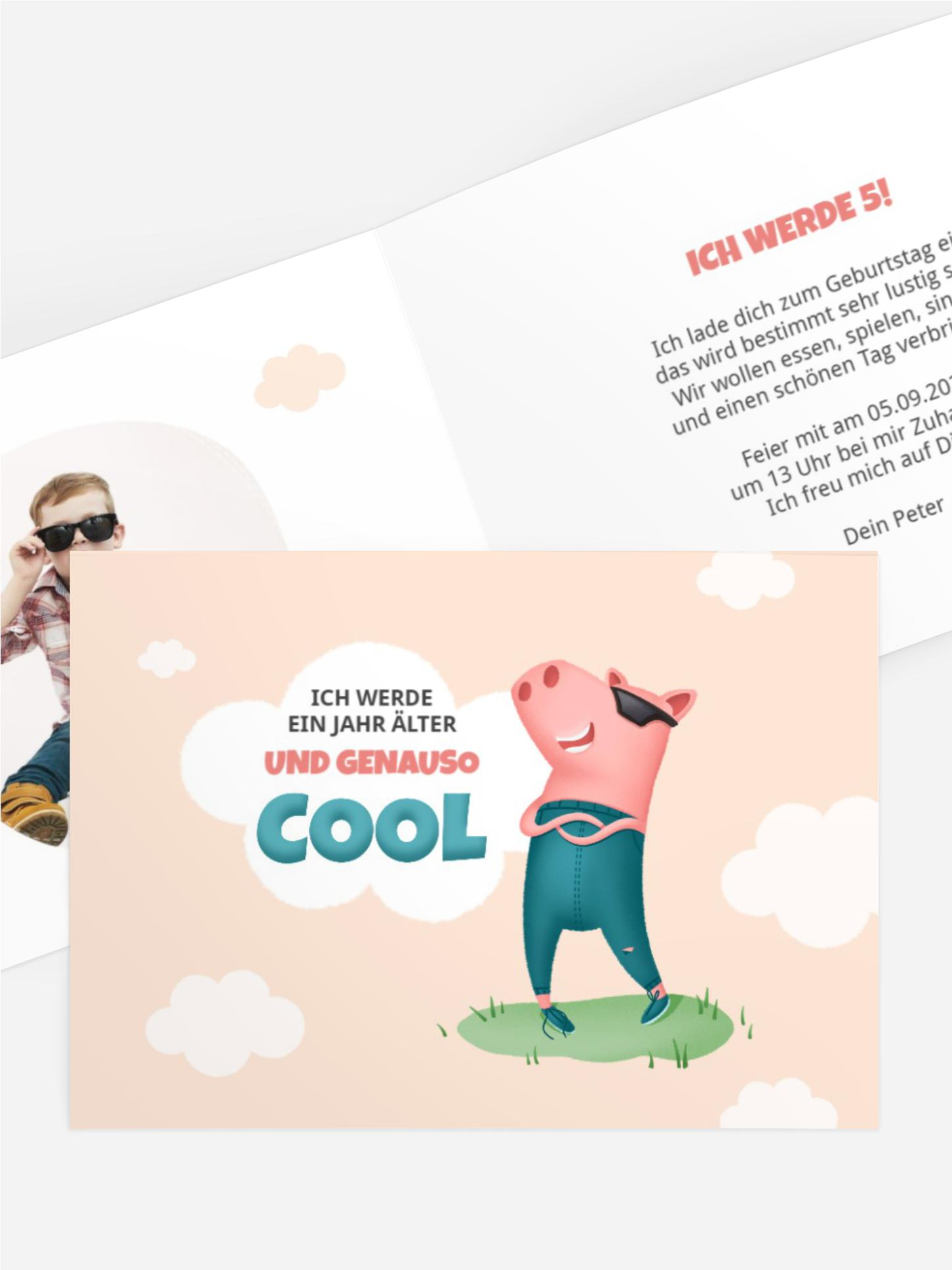 Kindergeburtstagseinladung Älter und cool