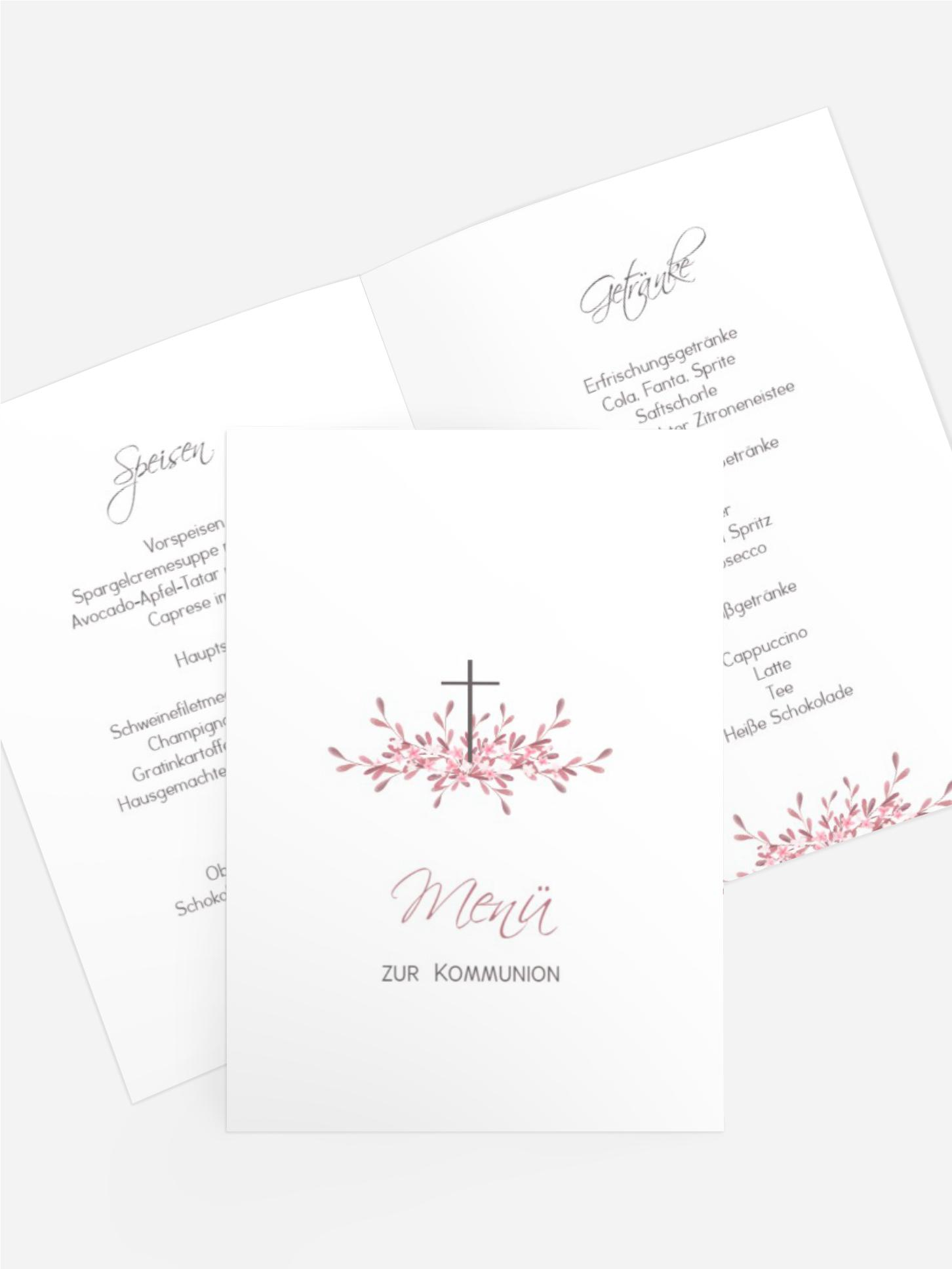 Menükarte Kommunion Heilige Blüte
