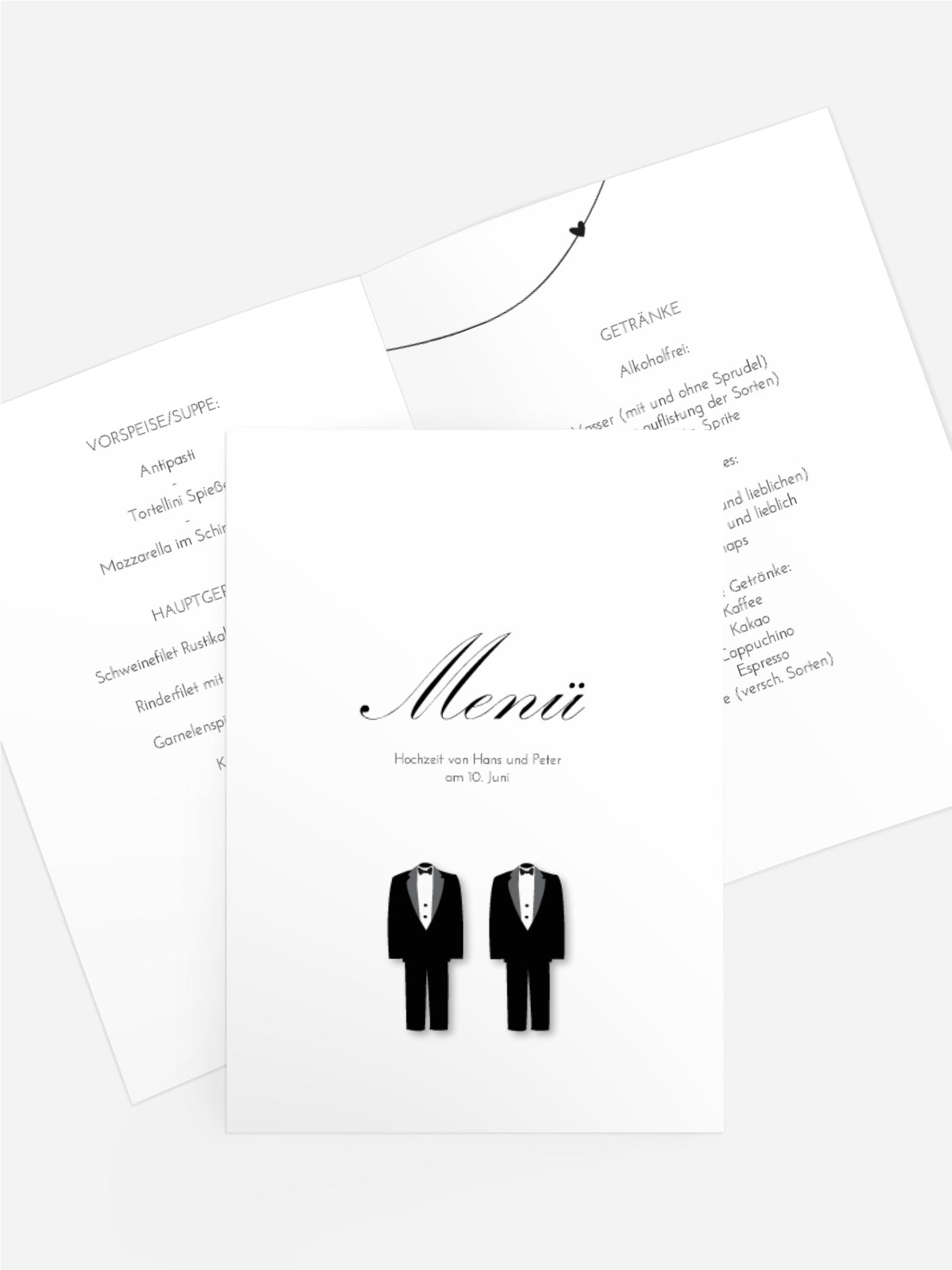 Menükarte suits