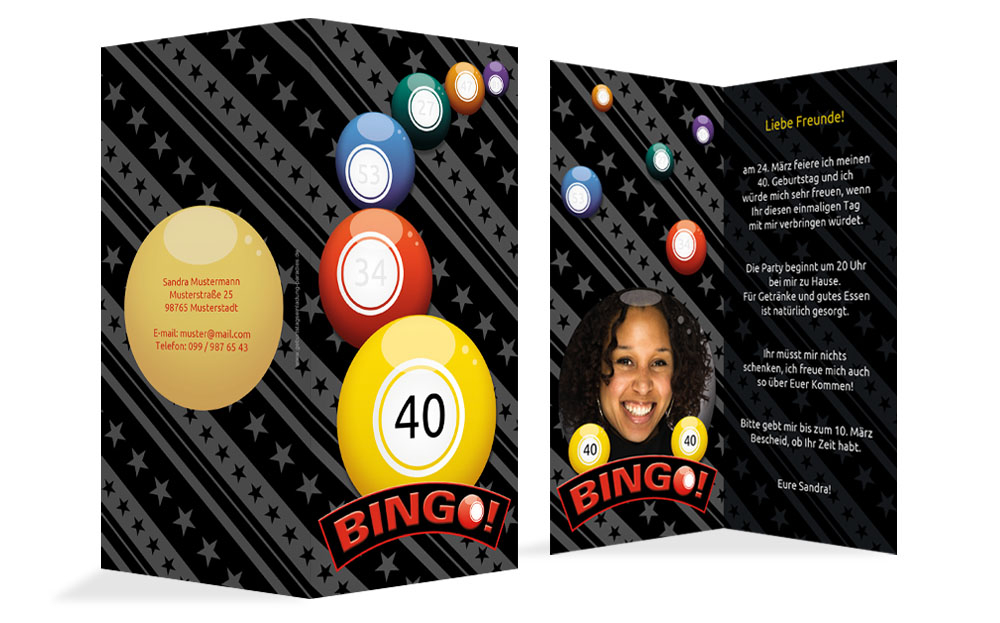 Einladung zum Geburtstag Bingo 40 Foto