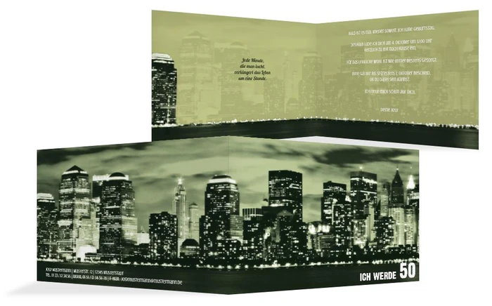 Einladungskarte zum Geburtstag Skyline 50 Einladungskarte zum Geburtstag Skyline 50