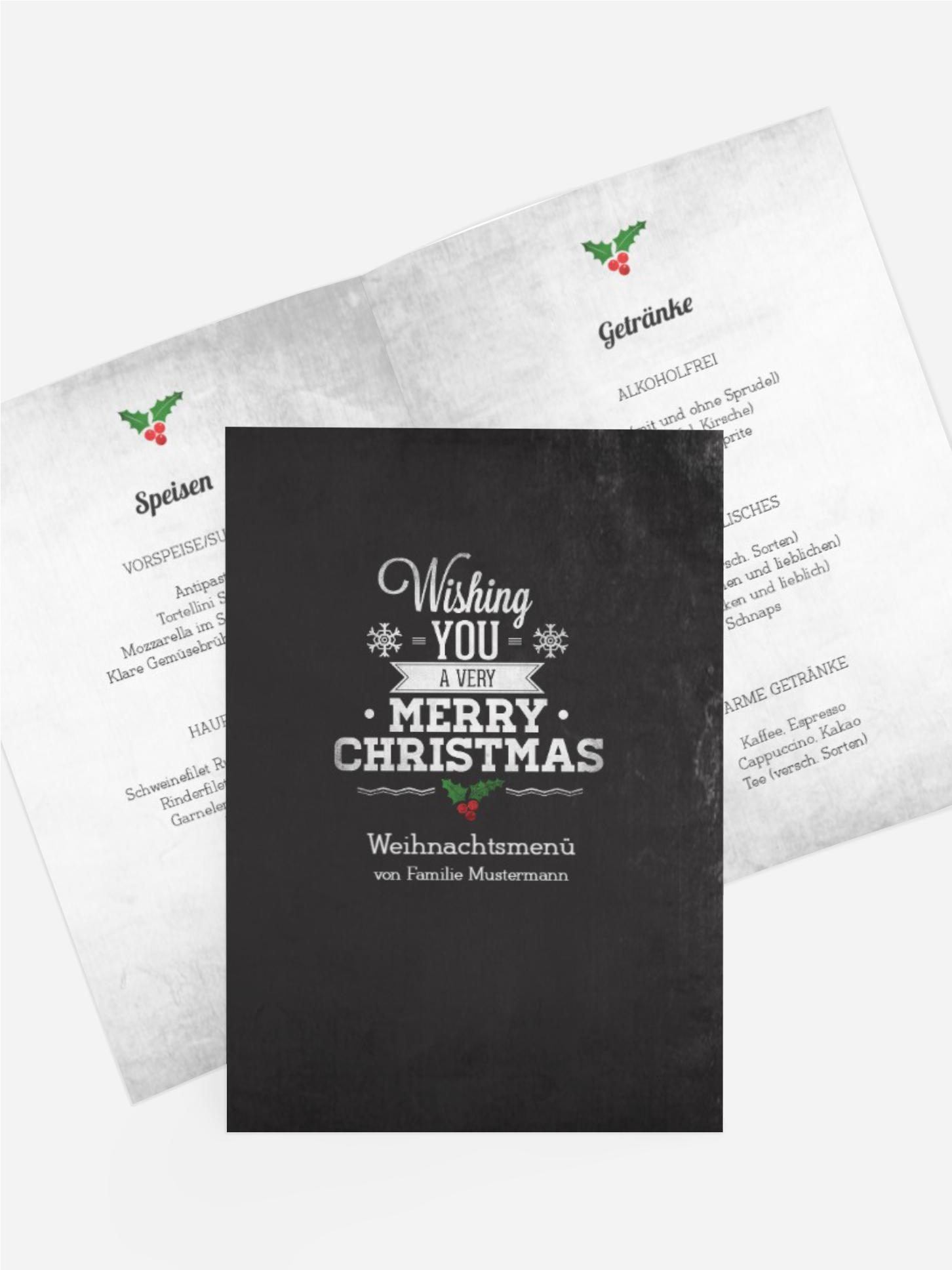 Weihnachtsmenükarte Merry Christmas