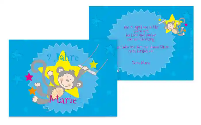 Einladungskarte Geburtstag Affenschaukel
