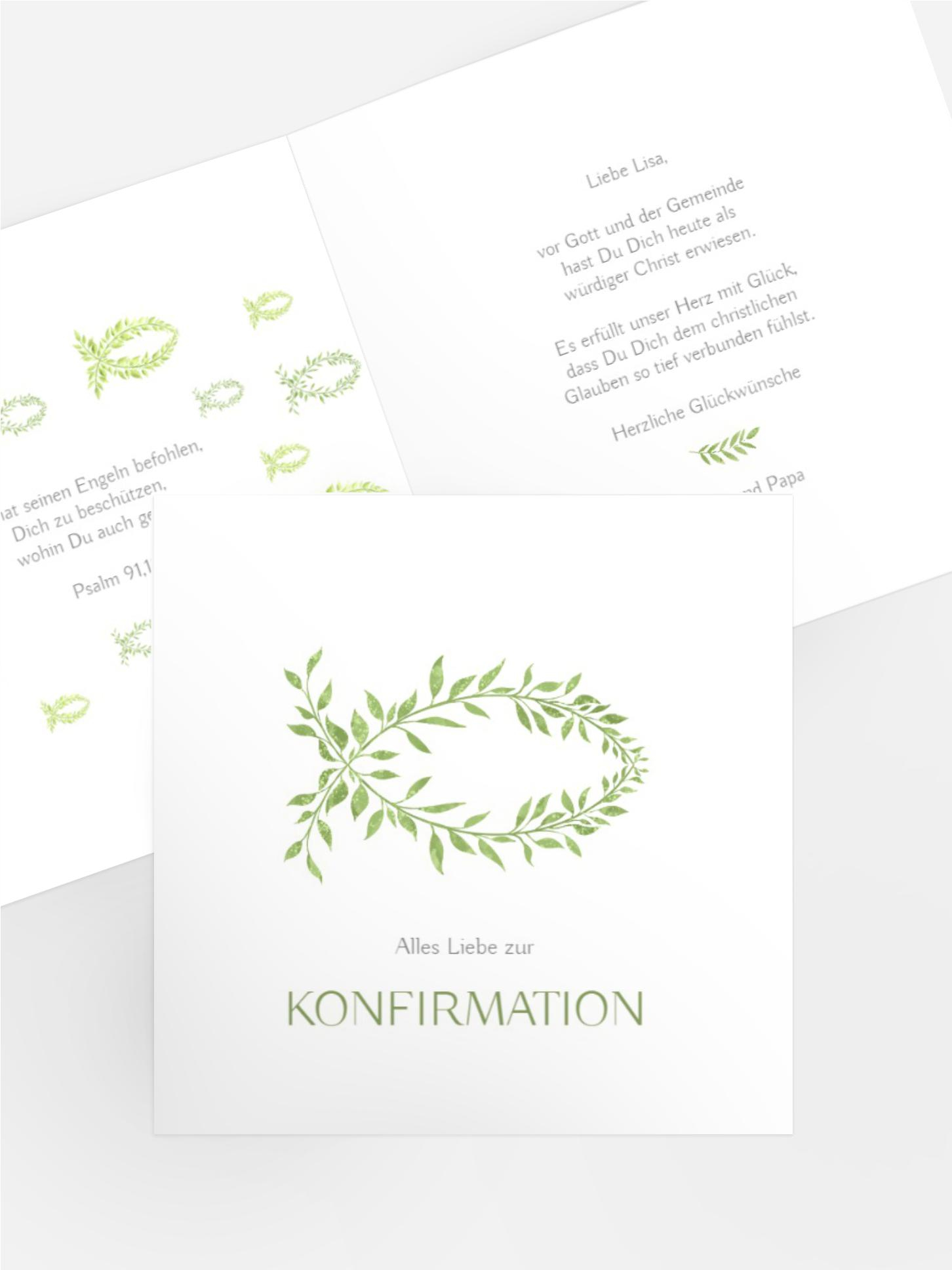 Glückwunschkarte Kommunion Blühender Fisch