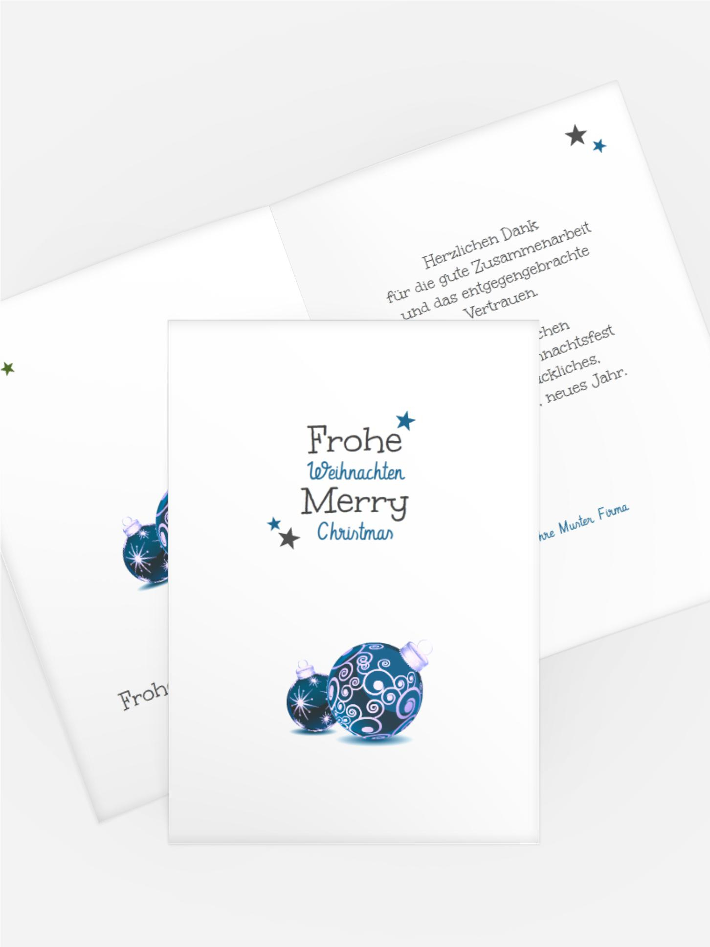 Weihnachts Grußkarte geschäftlich Weihnachtskugeln