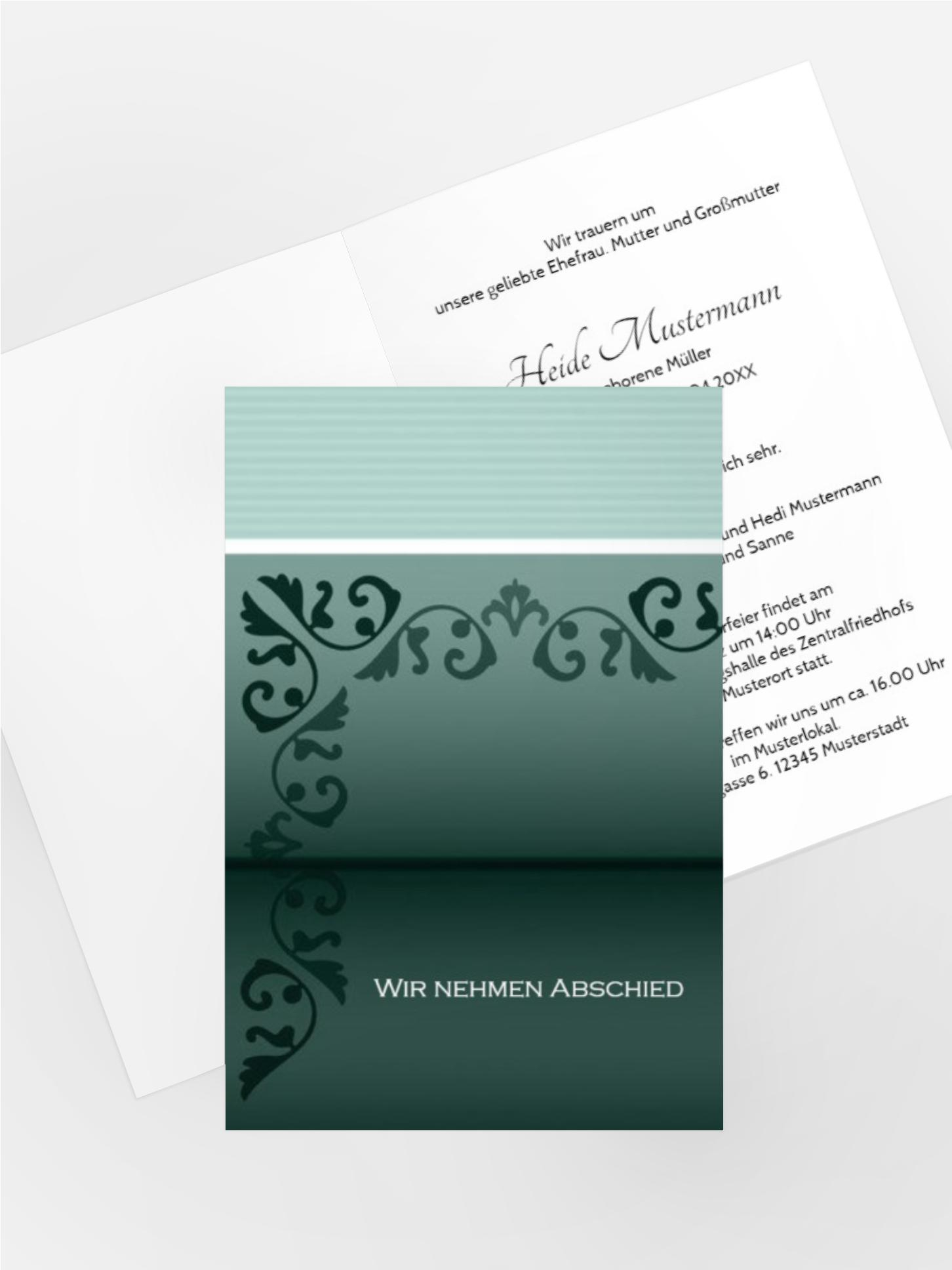 Trauerkarte Briefpapier hoch