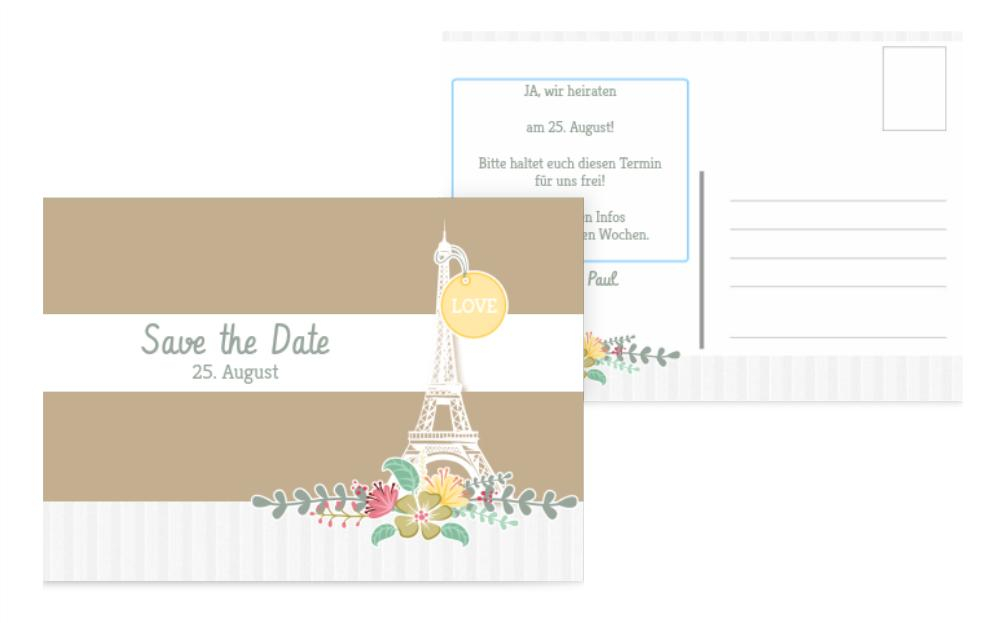 Save the Date Karte zur Hochzeit Paris Save the Date Karte zur Hochzeit Paris
