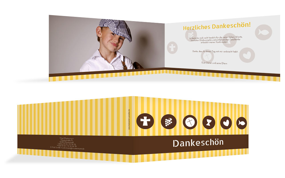 Konfirmation Danksagung stripes buttons