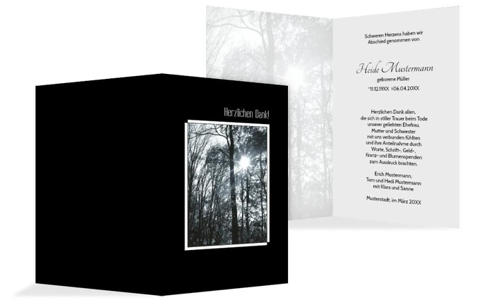 Dankeskarte Wald hoch