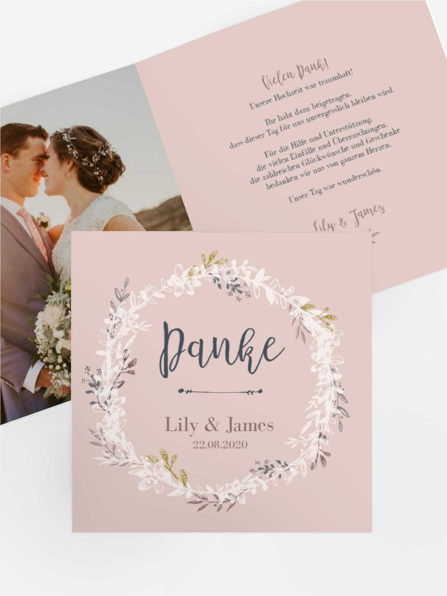 Dankeskarte Leaf Wreath