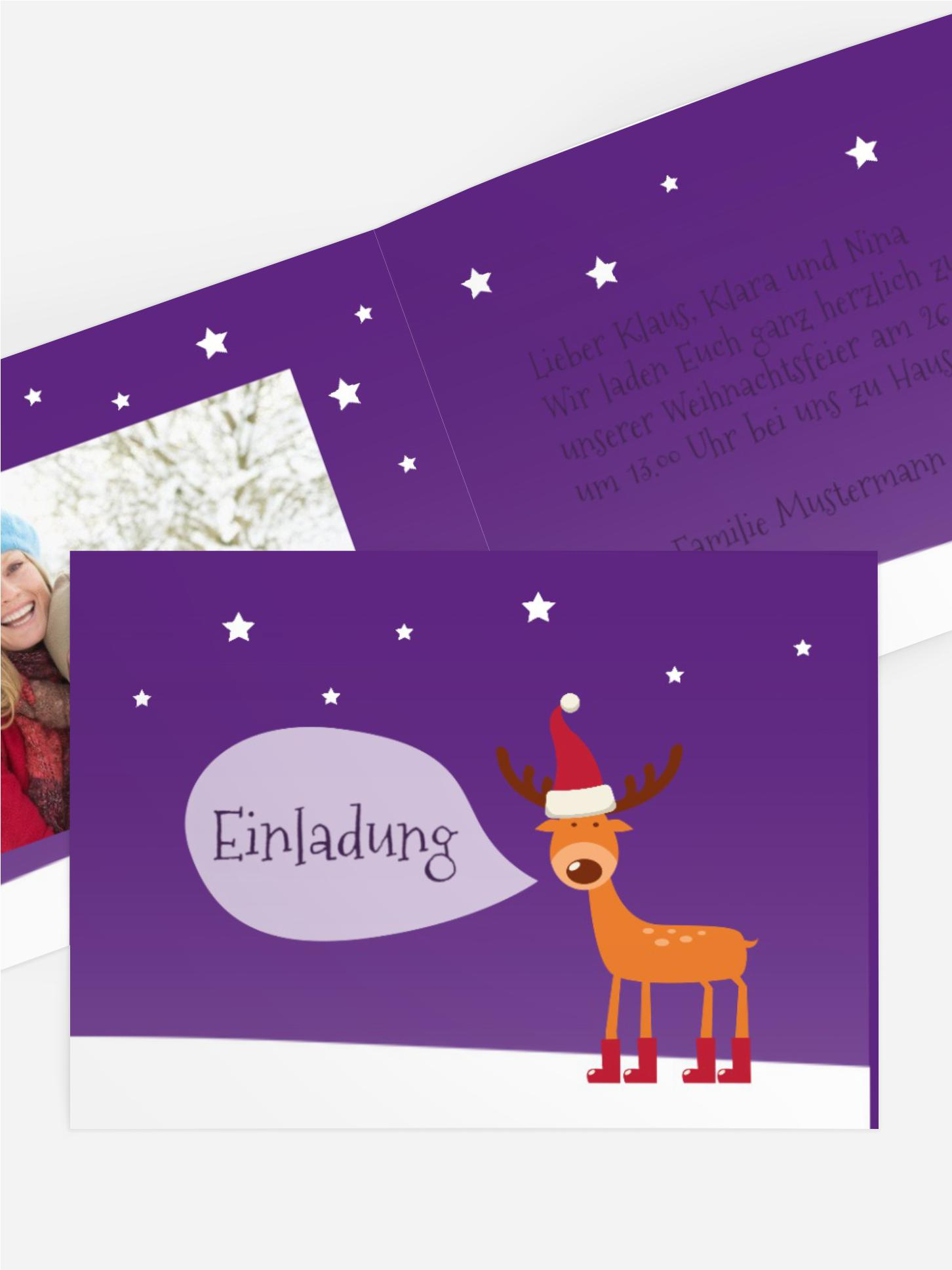 Fotoweihnachtseinladung Rentier