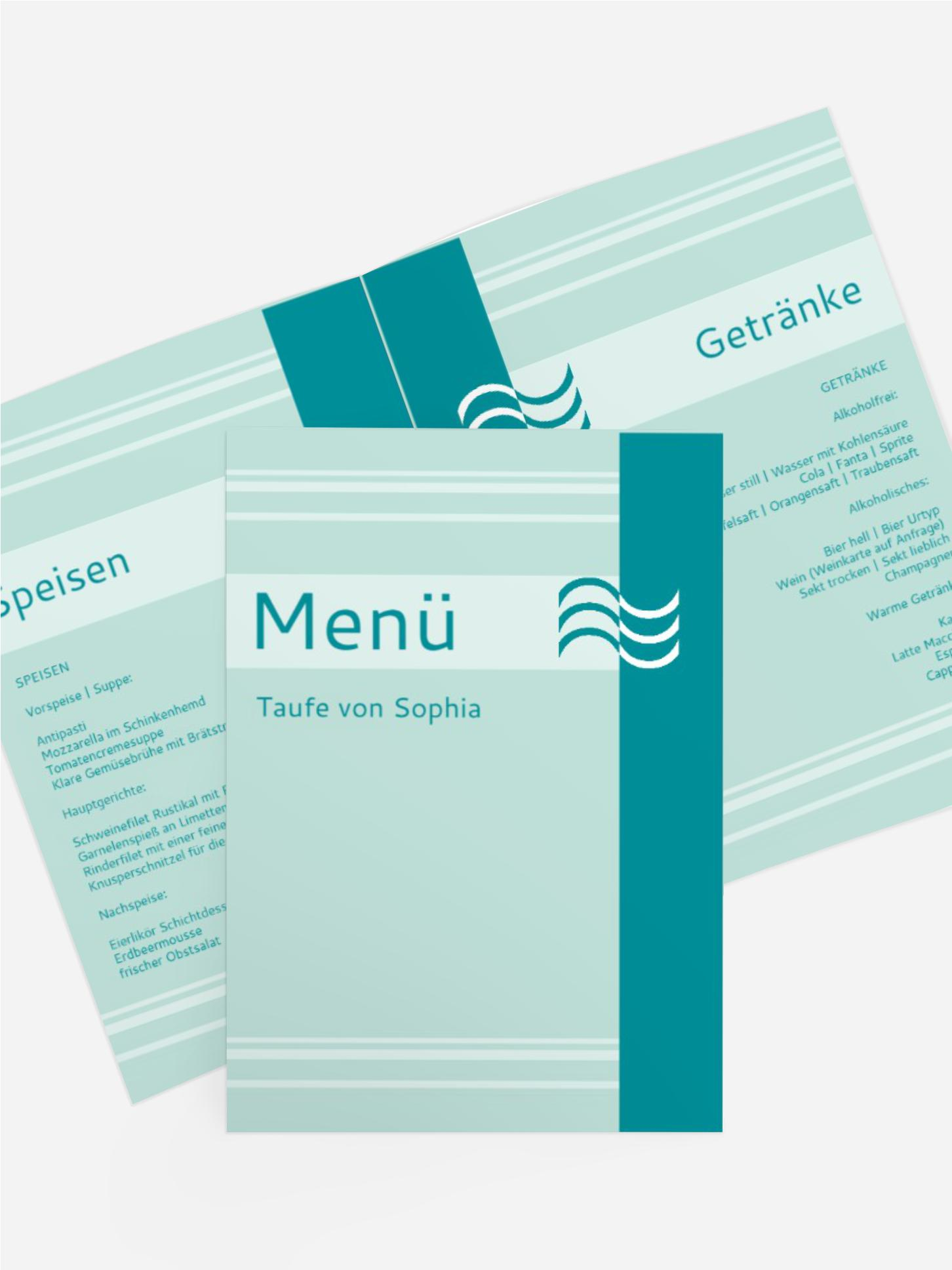 Menükarte Taufe Lebenswasser
